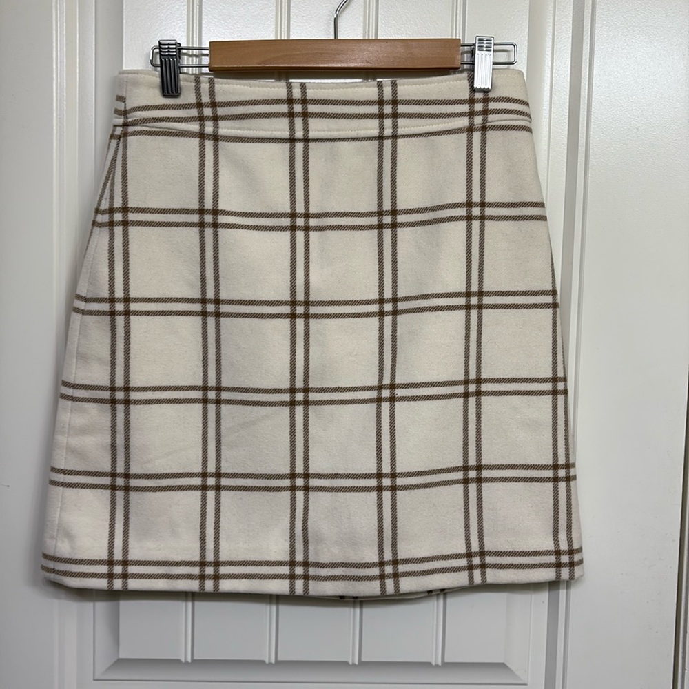 J. Crew Wool Blend A-Line Mini Skirt Plaid Windowpane J.Crew Factory Siz…